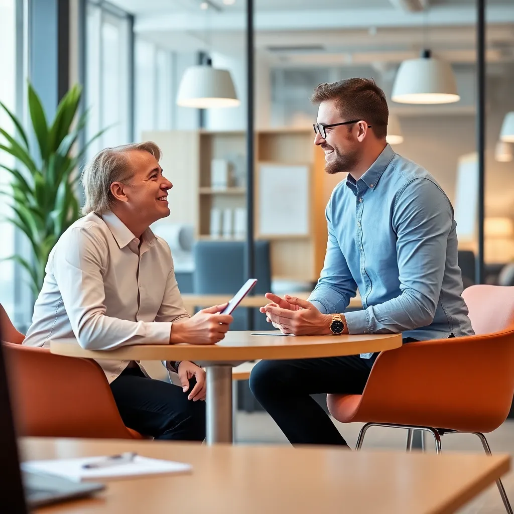 Professionele coach in gesprek met een cliënt over carrièreontwikkeling